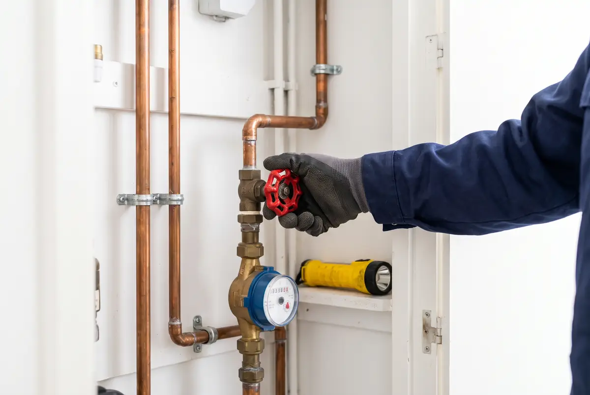 Hoofdkraan bij de watermeter